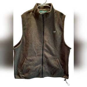 Big Dogs Vest Mens Large Stone Gray Green Fleece Outdoor Preppy Classic